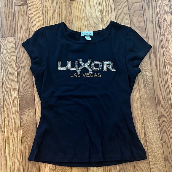 Tops - Luxor Las‎ Vegas Hotel Bling Tee Casual Black Silver Gold M Travel